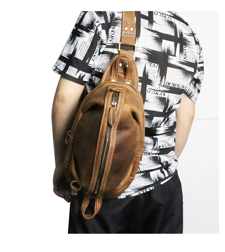 Whatna 天然 牛革 斜めがけ ボディバッグ ワンショルダー メンズ 左右付け替え可能 本革 厚手  レザー3157-11