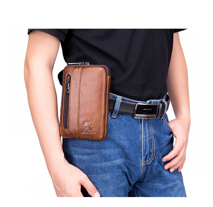 Whatna 天然 牛革 ミニショルダーバッグ メンズ 4way斜め掛け ミニ サコッシュ カラビナポーチ ベルトループ ポーチ ミニ ウエストバッグ 横または縦にご利用可 カラビナ付き ショルダーベルト付 本 革  通学 通勤 ミニバッグ 紳士用 男性用 91118-7