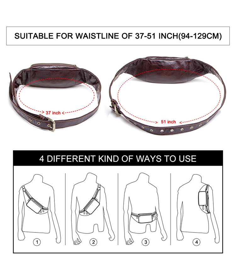 Whatna 天然 牛革 ウエストポーチ ウエストバッグ メンズ ミニショルダーバッグ 手作業で作 男女兼用 本革 斜めがけ ボディバッグ ワンショルダー 軽量 ブラウンMB121-8