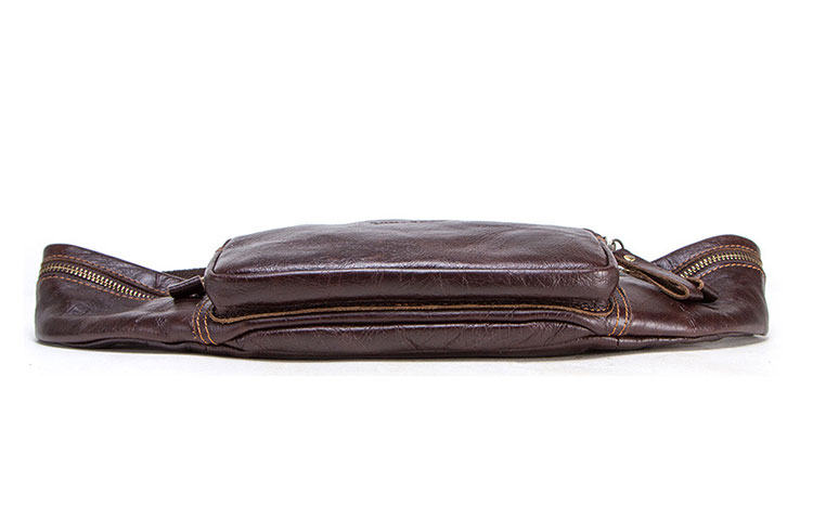 Whatna 天然 牛革 ウエストポーチ ウエストバッグ メンズ ミニショルダーバッグ 手作業で作 男女兼用 本革 斜めがけ ボディバッグ ワンショルダー 軽量 ブラウンMB121-5