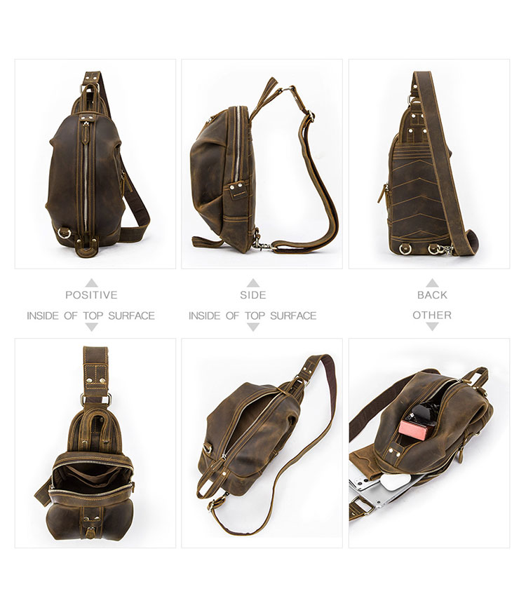 Whatna 天然 牛革 斜めがけ ボディバッグ ワンショルダー メンズ 左右付け替え可能 本革 厚手 レザーMB170-3