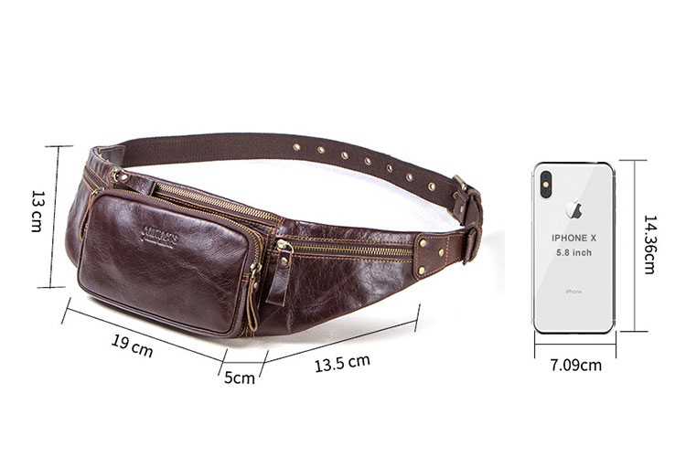 Whatna 天然 牛革 ウエストポーチ ウエストバッグ メンズ ミニショルダーバッグ 手作業で作 男女兼用 本革 斜めがけ ボディバッグ ワンショルダー 軽量 ブラウンMB121-6