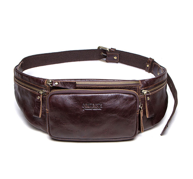 Whatna 天然 牛革 ウエストポーチ ウエストバッグ メンズ ミニショルダーバッグ 手作業で作 男女兼用 本革 斜めがけ ボディバッグ ワンショルダー 軽量 ブラウンMB121-1