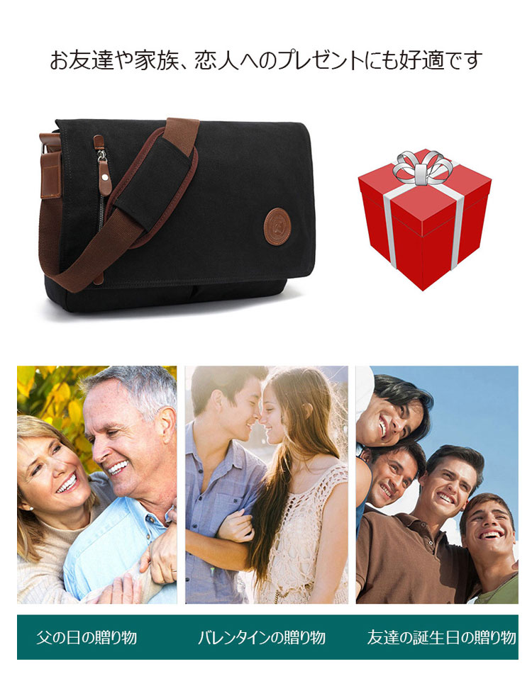 Whatna フラップ 厚 手 帆布x牛革 ショルダーバッグ メンズ メッセンジャーバッグ 厚 手 キャンバス 横型 大さめビジネスバッグ A4 15.6インチPC収納可 肩掛け 通勤 通学斜めがけバッグ 防水 バッグ 自転車 かばん男性用8501-10