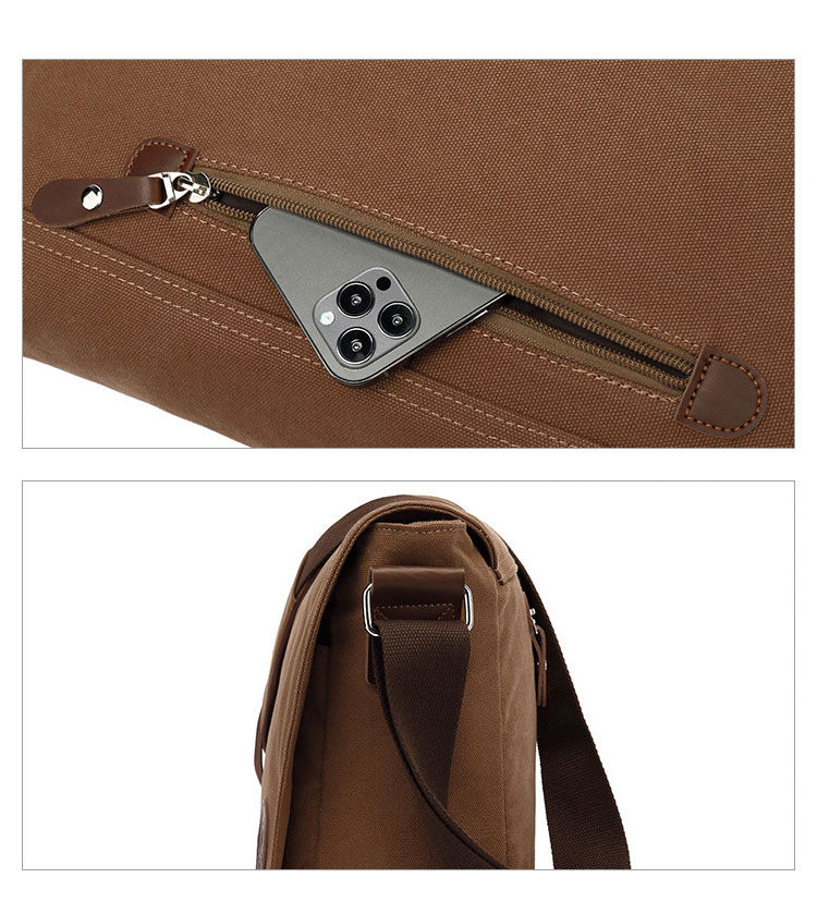 Whatna フラップ 厚 手 帆布x牛革 ショルダーバッグ メンズ メッセンジャーバッグ 厚 手 キャンバス 横型 大さめビジネスバッグ A4 15.6インチPC収納可 肩掛け 通勤 通学斜めがけバッグ 防水 バッグ 自転車 かばん男性用8501-8