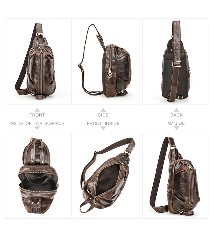 Whatna 天然 牛革 斜めがけ ボディバッグ ワンショルダー メンズ 左右付け替え可能 本革 厚手 レザー ブラウン MB192-2