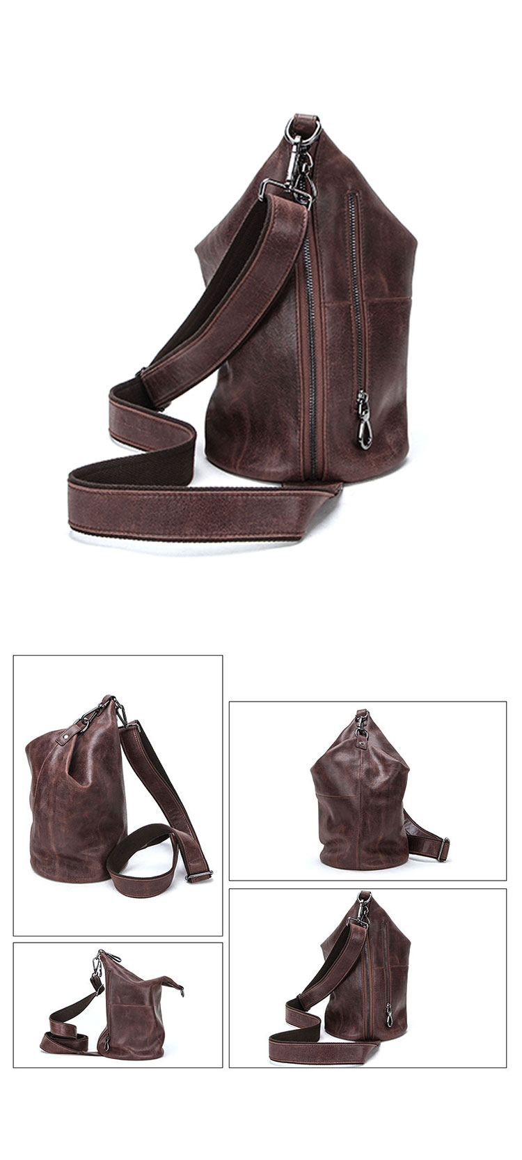 Whatna 天然 牛革 斜めがけ ボディバッグ ワンショルダー 本革 厚手  レザーMB146-1