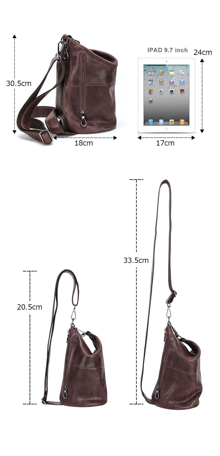 Whatna 天然 牛革 斜めがけ ボディバッグ ワンショルダー 本革 厚手  レザーMB146-2