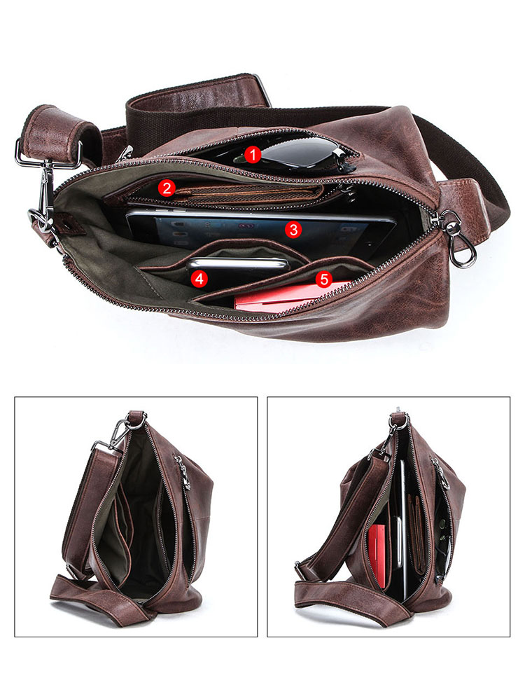 Whatna 天然 牛革 斜めがけ ボディバッグ ワンショルダー 本革 厚手  レザーMB146-3