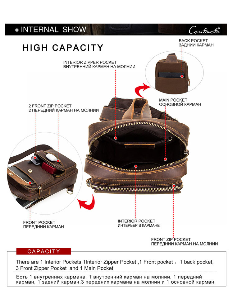 Whatna 天然 牛革 斜めがけ ボディバッグ ワンショルダー メンズ 左右付け替え可能 本革 厚手  レザー ブラウン  MB161-4