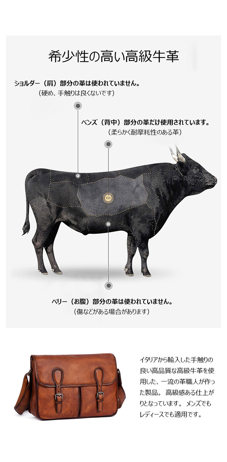 Whatna アンティーク風合い鞣し天 然 牛革ショルダーバッグ メンズ メッセンジャーバッグ 小さめ ビジネスバッグ A4 ipad air 13収納可 横 型 本革通勤 通学 斜めがけバッグ 自転車 かばん男性用 黒13733-7