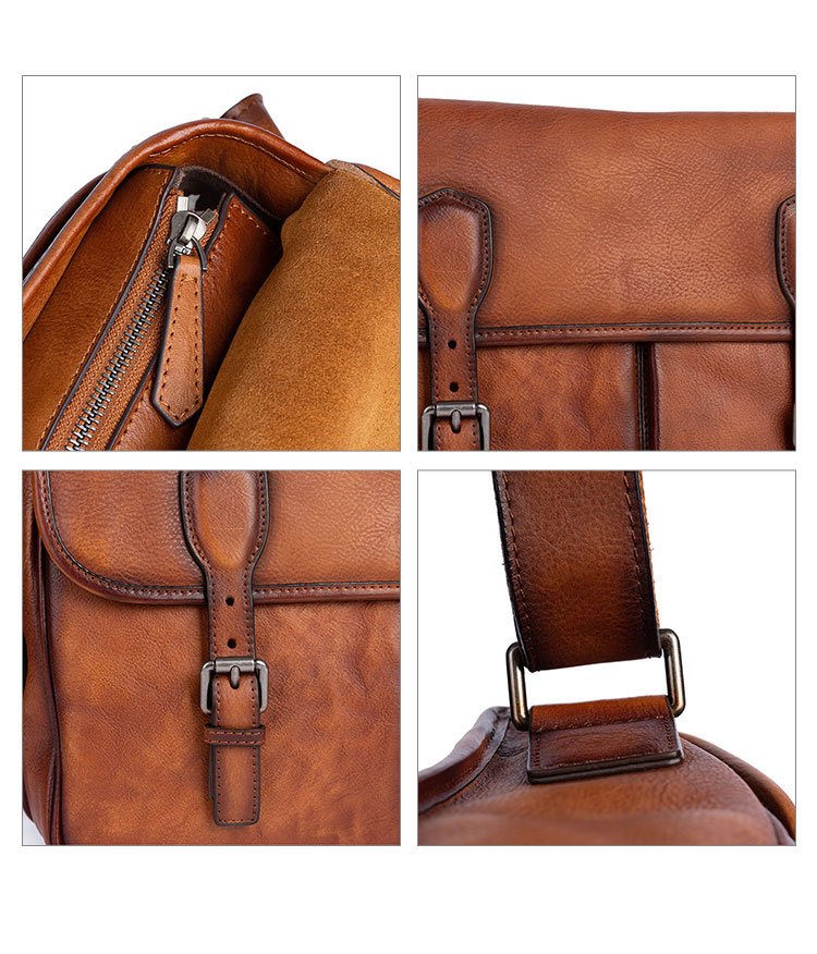 Whatna アンティーク風合い鞣し天 然 牛革ショルダーバッグ メンズ メッセンジャーバッグ 小さめ ビジネスバッグ A4 ipad air 13収納可 横 型 本革通勤 通学 斜めがけバッグ 自転車 かばん男性用 黒13733-8