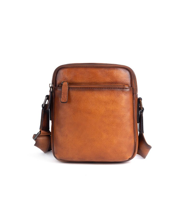 Whatna アンティーク風合い鞣し天 然 牛革ミニショルダーバッグ メンズ ポシェット メッセンジャーバッグ小さめ ショルダーミニポーチ 縦型  ipad mini収納可 横 型 本革 通勤 通学 斜めがけバッグ 自転車 かばん男性用 黒13726-1