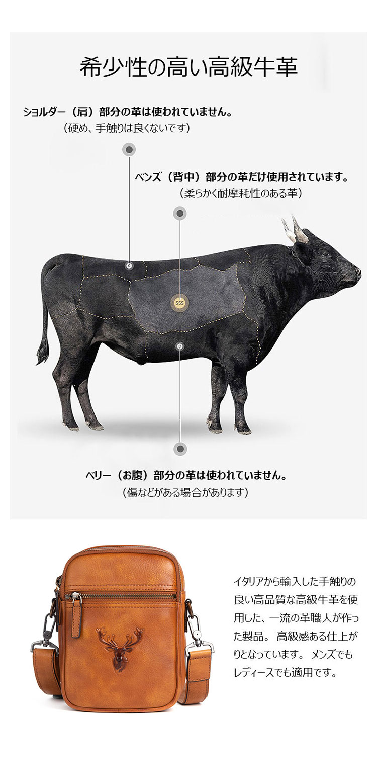 Whatna アンティーク風合い鞣し天 然 牛革 ミニショルダーバッグ メンズ 縦型2way 斜めが ボディバッグ ワンショルダー バッグ 左右付け替え可能 ショルダーベルト付 肩掛けバック ボディ斜め掛け胸バッグ 自転車かばん プレゼント男性-8