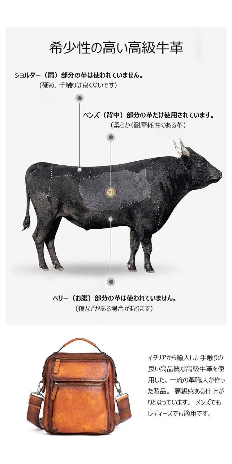 Whatna アンティーク風合い鞣し天 然 牛革ショルダーバッグ メンズ 2way 斜め掛け 手提げバッグ ポシェットポ2室仕切 小さめ メッセンジャーバッグ 通学 通勤バッグ 肩掛けバッグ 自転車かばん プレゼント男性 ブラウン 13646-7