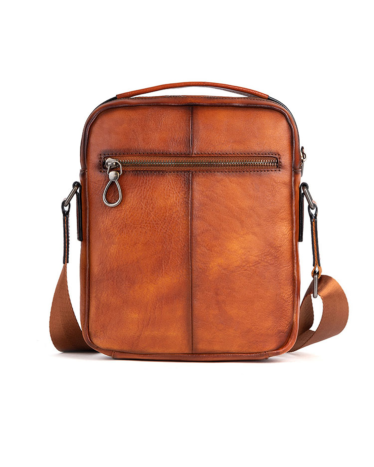 Whatna アンティーク風合い鞣し天 然 牛革ショルダーバッグ メンズ 2way 斜め掛け 手提げバッグ ポシェットポ 小さめ メッセンジャーバッグ 通学 通勤バッグ 肩掛けバッグ 自転車かばん プレゼント男性 ブラウン 13583-2