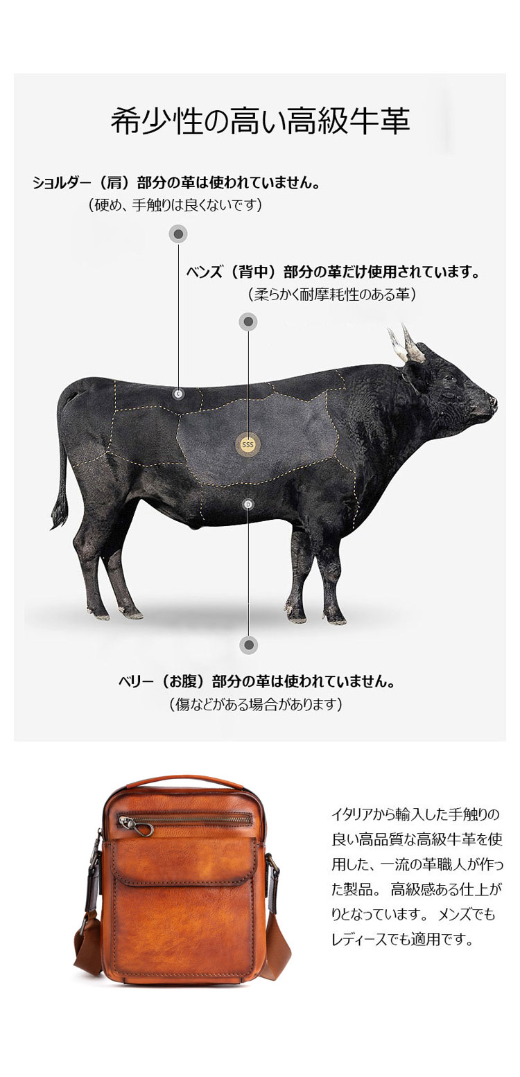 Whatna アンティーク風合い鞣し天 然 牛革ショルダーバッグ メンズ 2way 斜め掛け 手提げバッグ ポシェットポ 小さめ メッセンジャーバッグ 通学 通勤バッグ 肩掛けバッグ 自転車かばん プレゼント男性 ブラウン 13583-7