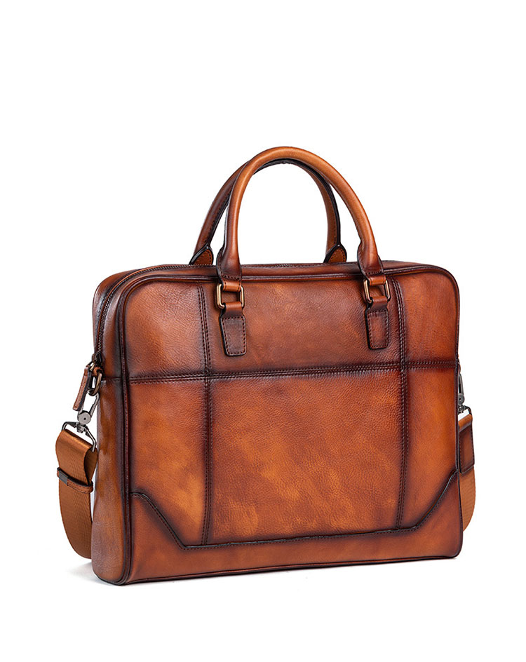 Whatna アンティーク風合い鞣し天 然 牛革 ビジネス バッグメンズ 2way ショルダー 手提げバッグブリーフケース 15.6インチPC対応 旅行 出張 通勤 通学 就活 面接 バッグ かばん 男性用 13555-1