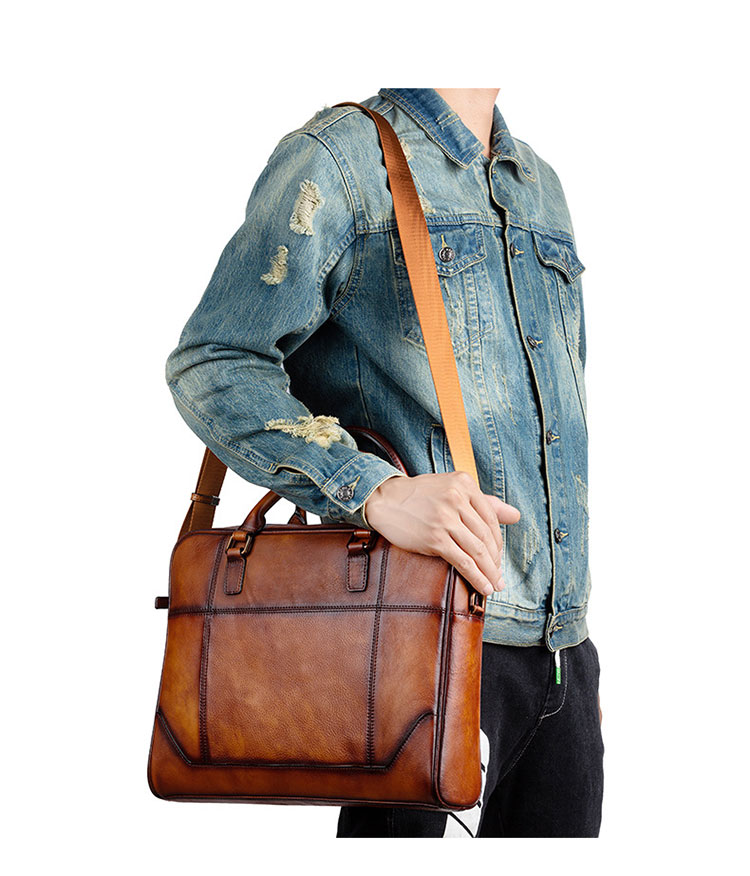 Whatna アンティーク風合い鞣し天 然 牛革 ビジネス バッグメンズ 2way ショルダー 手提げバッグブリーフケース 15.6インチPC対応 旅行 出張 通勤 通学 就活 面接 バッグ かばん 男性用 13555-9