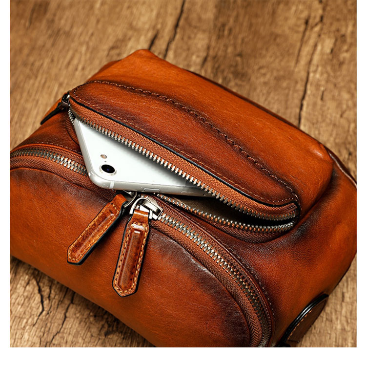 Whatna アンティーク風合い鞣し天 然 牛革ミニショルダーバッグ メンズ ワンショルダー 斜め掛けバッグ小さめ ショルダーミニポーチ 縦型 本革 通勤 通学 斜めがけバッグ 自転車 かばん男性用 黒ブラウン13700-7