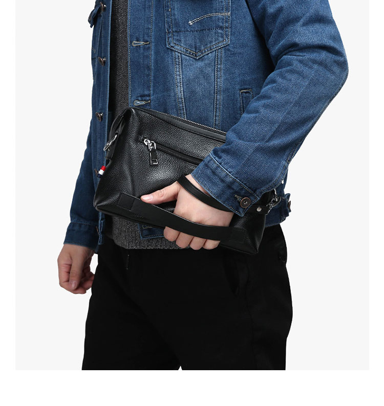 Whatna 天然 牛革 セカンド バッグ メンズ 3way クラッチ ショルダーバッグ 肩掛けバッグ 小さい ショルダーベルト付 ハンドストラップ付 本革 結婚式 バッグ ビジネス フォーマル 冠婚葬祭 バッグ紳士用 男性用 黒 S103-11