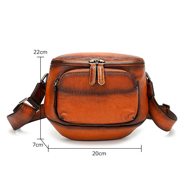 Whatna アンティーク風合い鞣し天 然 牛革ミニショルダーバッグ メンズ ワンショルダー 斜め掛けバッグ小さめ ショルダーミニポーチ 縦型 本革 通勤 通学 斜めがけバッグ 自転車 かばん男性用 黒ブラウン13700-1