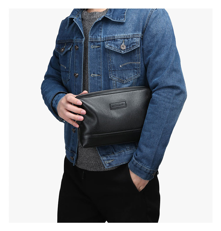 Whatna 天然 牛革 セカンド バッグ メンズ 3way クラッチ ショルダーバッグ 肩掛けバッグ 小さい ショルダーベルト付 ハンドストラップ付 本革 結婚式 バッグ ビジネス フォーマル 冠婚葬祭 バッグ紳士用 男性用 黒 S103-10