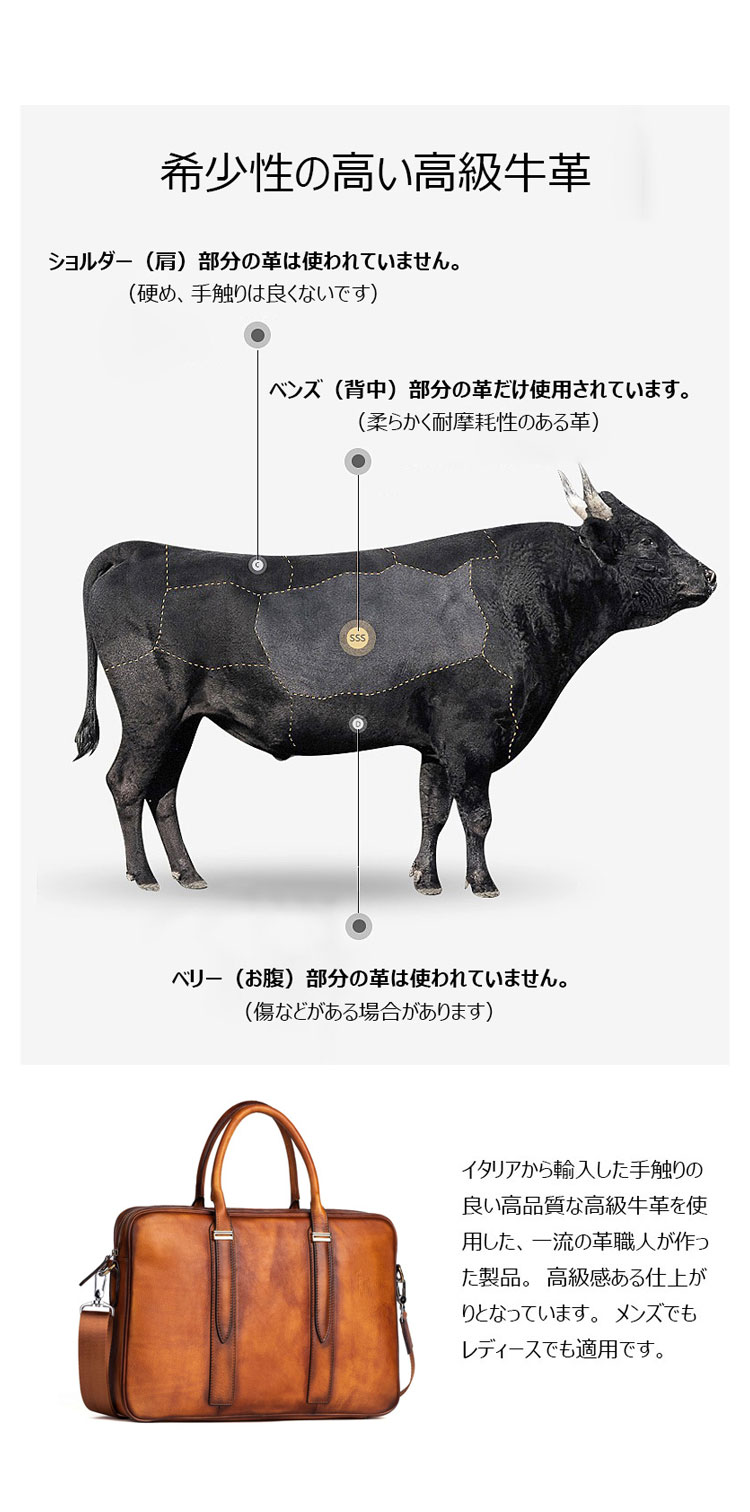 Whatna アンティーク風合い鞣し天 然 牛革 ビジネス バッグメンズ 2way ショルダー 手提げバッグブリーフケース 15.6インチPC対応 ショルダーストラップ付 旅行 出張 通勤 通学 就活 面接 バッグ かばん 男性用 131110-7