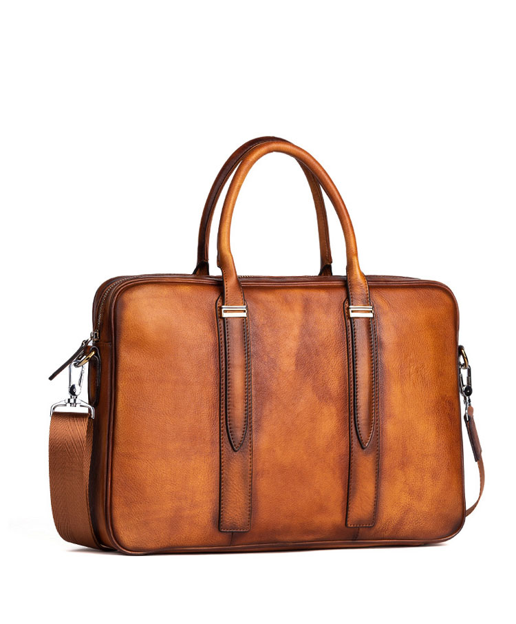 Whatna アンティーク風合い鞣し天 然 牛革 ビジネス バッグメンズ 2way ショルダー 手提げバッグブリーフケース 15.6インチPC対応 ショルダーストラップ付 旅行 出張 通勤 通学 就活 面接 バッグ かばん 男性用 131110-1