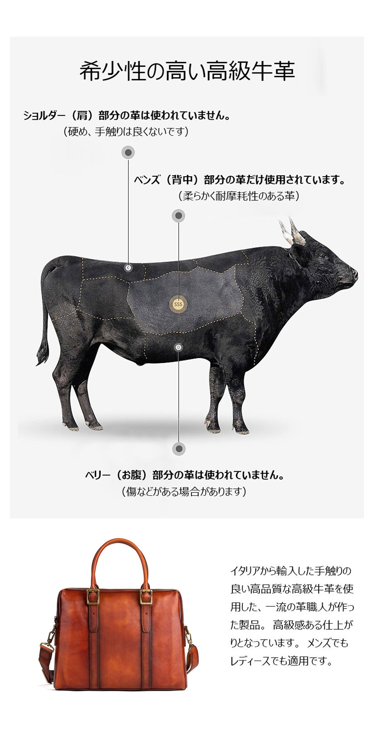 Whatna アンティーク風合い鞣し天 然 牛革 ビジネス バッグメンズ 2way ショルダー 手提げバッグブリーフケース 15.6インチPC対応 ショルダーストラップ付 旅行 出張 通勤 通学 就活 面接 バッグ かばん 男性用 13716-9