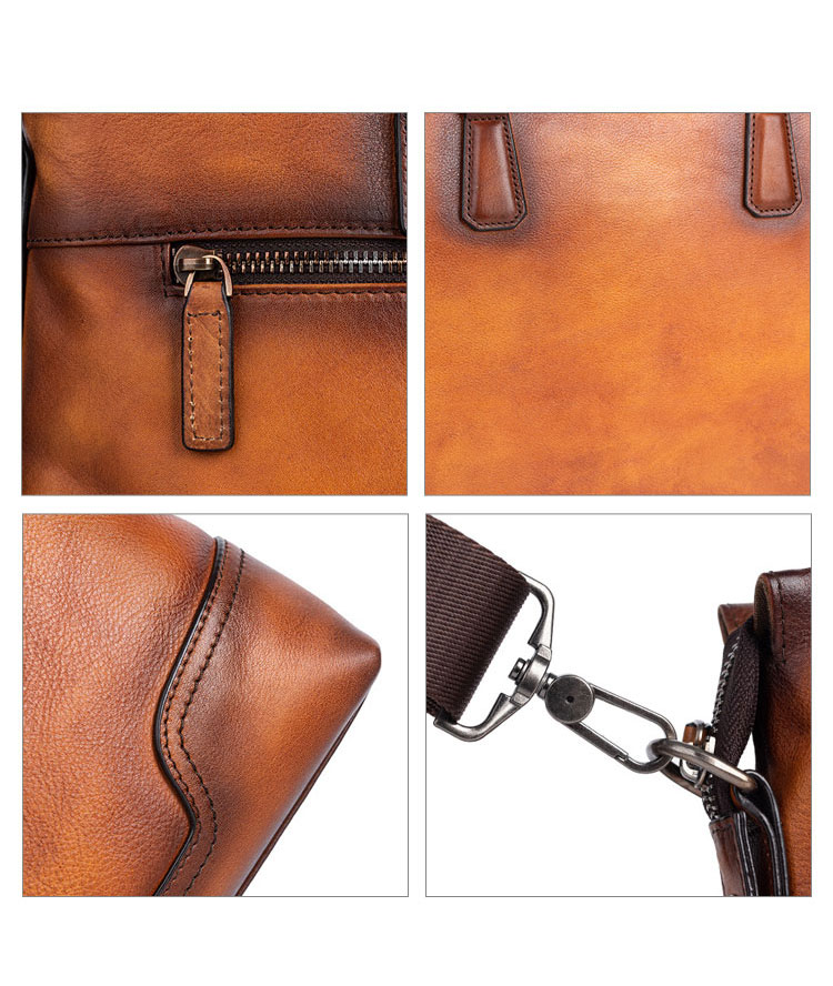 Whatna アンティーク風合い鞣し天 然 牛革 ビジネス バッグメンズ 2way ショルダー 手提げバッグブリーフケース 15.6インチPC対応 ショルダーストラップ付 旅行 出張 通勤 通学 就活 面接 バッグ かばん 男性用 13573-1-8