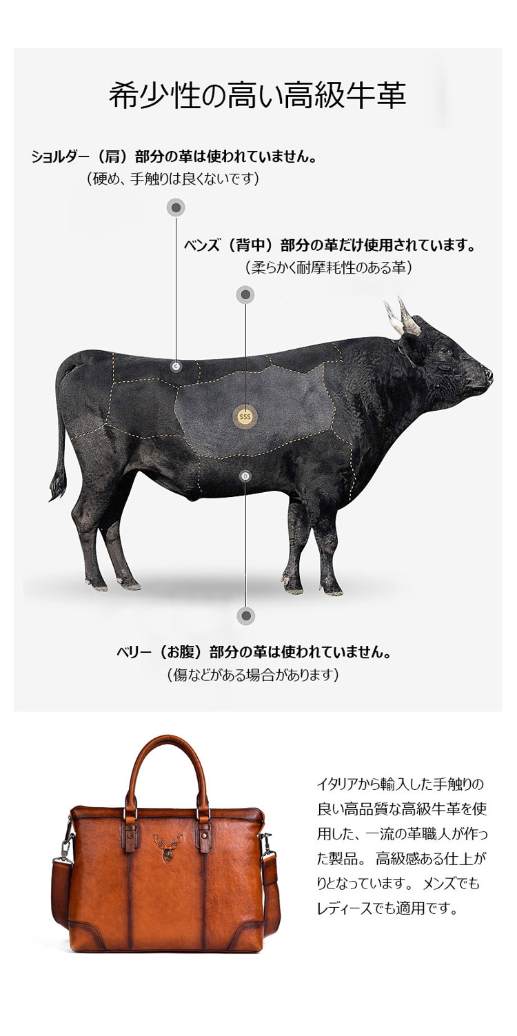 Whatna アンティーク風合い鞣し天 然 牛革 ビジネス バッグメンズ 2way ショルダー 手提げバッグブリーフケース 15.6インチPC対応 ショルダーストラップ付 旅行 出張 通勤 通学 就活 面接 バッグ かばん 男性用 13717-7