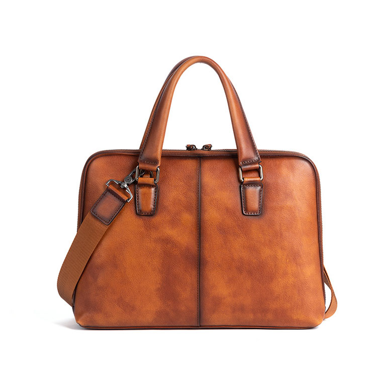 Whatna アンティーク風合い鞣し天 然 牛革 ビジネス バッグメンズ 2way ショルダー 手提げバッグブリーフケース14インチPC対応 2室仕切 ダブルファスナー. 旅行 出張 通勤 通学 就活 面接 バッグ かばん 男性用 13053-2