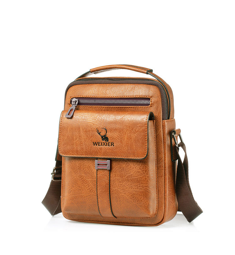 Whatna 革 ショルダーバッグ メンズ 2way 斜め掛け 手提げ バッグ セカンド バッグ 手持ちカバン Ipad9.7収納可 縦型 小さめ メッセンジャーバッグ 通学 通勤 肩掛け バッグ 自転車かばん プレゼント男性 8683-1