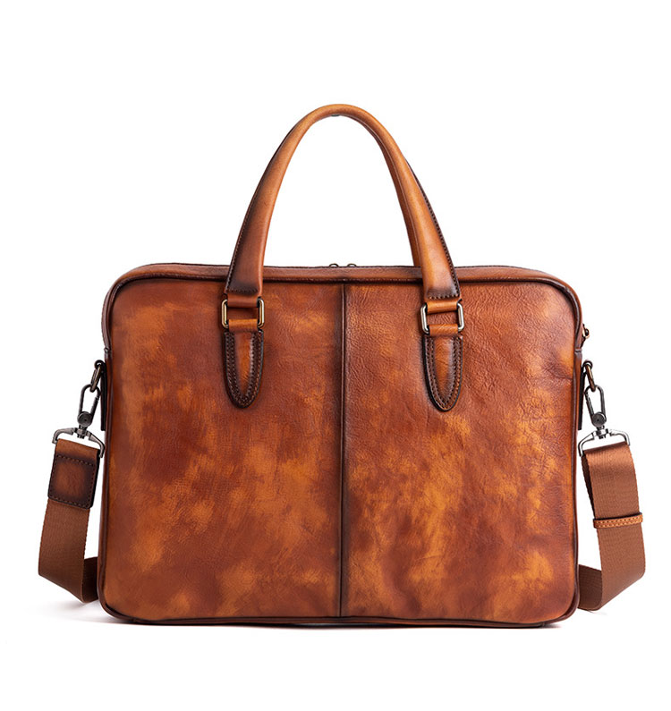 Whatna アンティーク風合い鞣し天 然 牛革 ビジネス バッグメンズ 2way ショルダー 手提げバッグブリーフケース 15インチPC対応 ショルダーストラップ付 旅行 出張 通勤 通学 就活 面接 バッグ かばん 男性用 90001-2