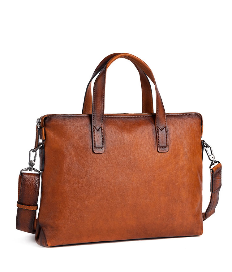 Whatna アンティーク風合い鞣し天 然 牛革 ビジネスバッグメンズ 2way ショルダー 手提げバッグブリーフケース 14インチPC対応 ショルダーストラップ付 旅行 出張 通勤 通学 就活 面接 バッグ かばん 男性用133713-1