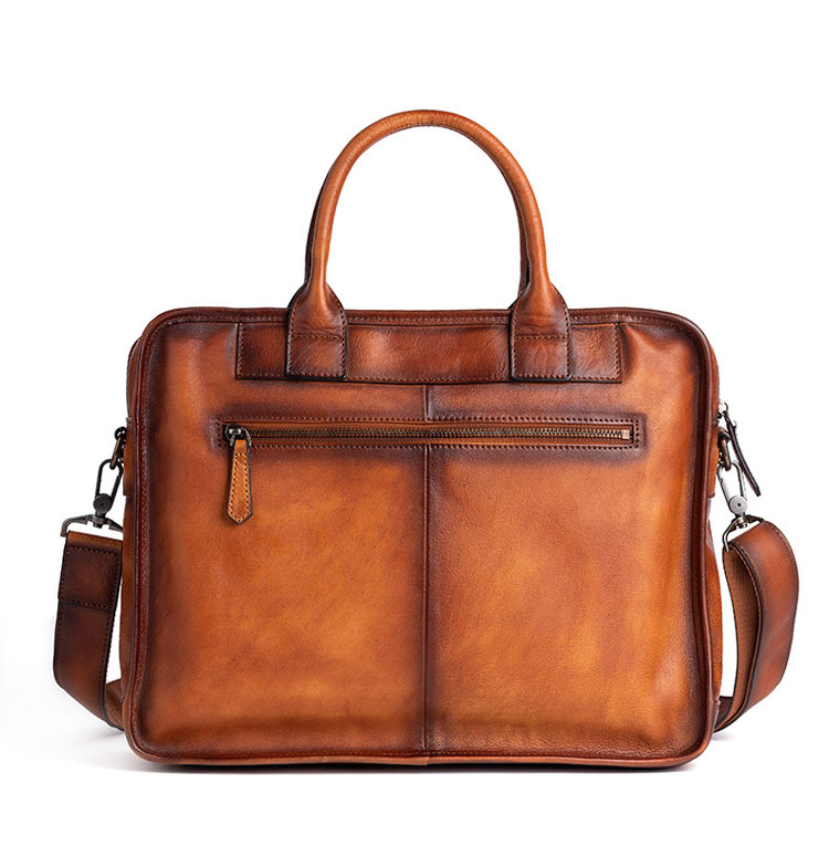 Whatna アンティーク風合い鞣し天 然 牛革 ビジネスバッグメンズ 2way ショルダー 手提げバッグブリーフケース ペン挿しx2 14インチPC対応 旅行 出張 通勤 通学 就活 面接 バッグ かばん 男性用13681-2
