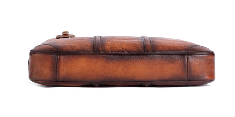 Whatna アンティーク風合い鞣し天 然 牛革 ビジネスバッグメンズ 2way ショルダー 手提げバッグブリーフケースダブルファスナー ペン挿しx2 15.6インチPC対応 旅行 出張 通勤 通学 就活 面接 バッグ かばん 男性用LW13596-4