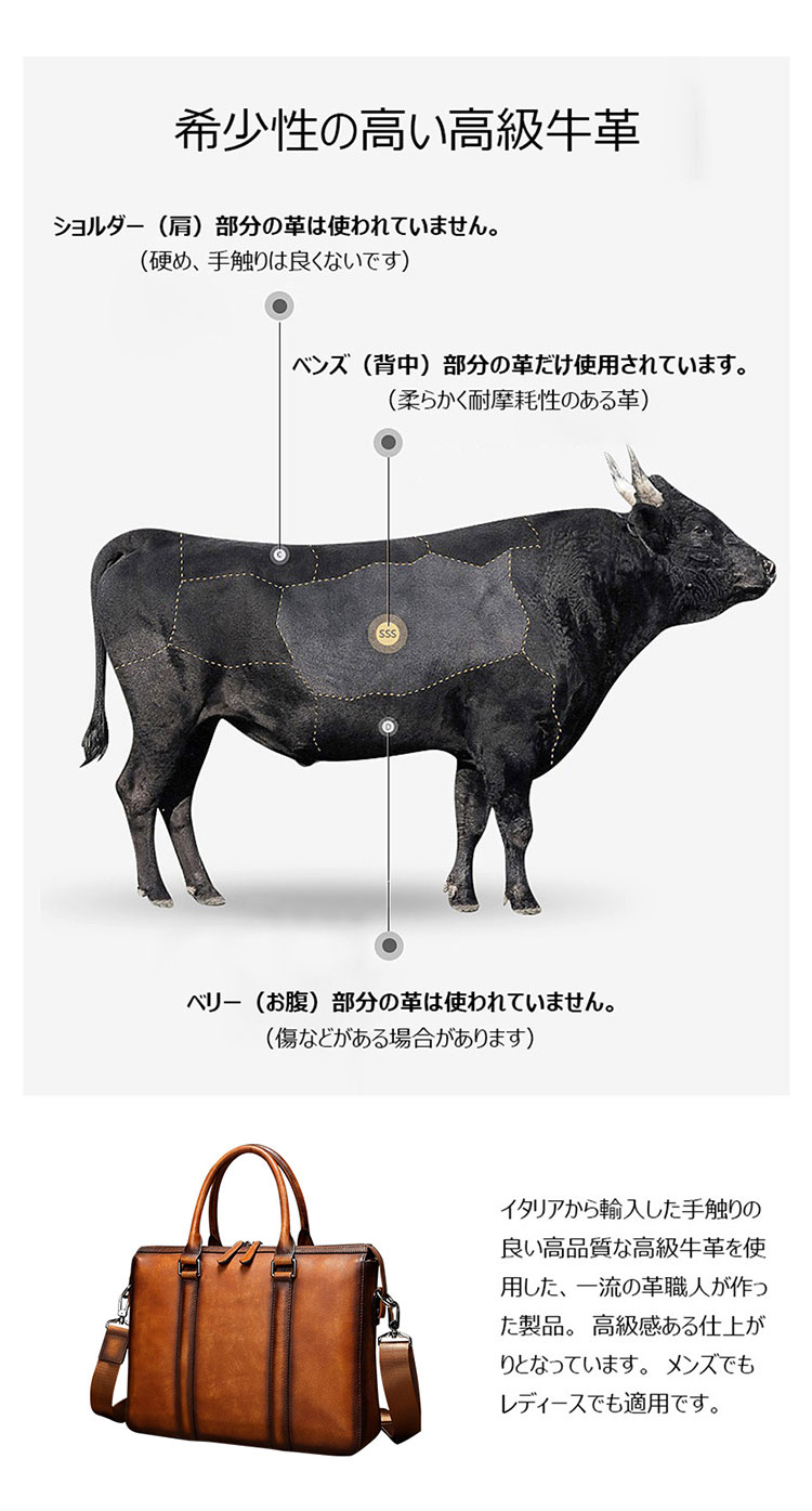 Whatna アンティーク風合い鞣し天 然 牛革 ビジネスバッグメンズ 2way ショルダー 手提げバッグブリーフケースダブルファスナー 15.6インチPC対応 旅行 出張 通勤 通学 就活 面接 バッグ かばん 男性用13330-8