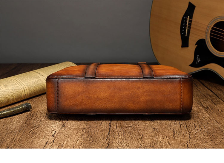 Whatna アンティーク風合い鞣し天 然 牛革 ビジネスバッグメンズ 2way ショルダー 手提げバッグブリーフケースダブルファスナー 15.6インチPC対応 旅行 出張 通勤 通学 就活 面接 バッグ かばん 男性用13330-3