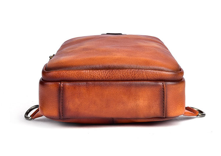 Whatna アンティーク風合い鞣し天 然牛 革 斜めがけ ボディバッグ ワンショルダー メンズ 本革 厚手 レザー13547-4