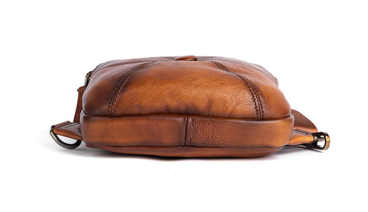 Whatna アンティーク風合い鞣し天 然牛 革 斜めがけ ボディバッグ ワンショルダー メンズ 左右付け替え可能 本革 厚手  レザー13309-4