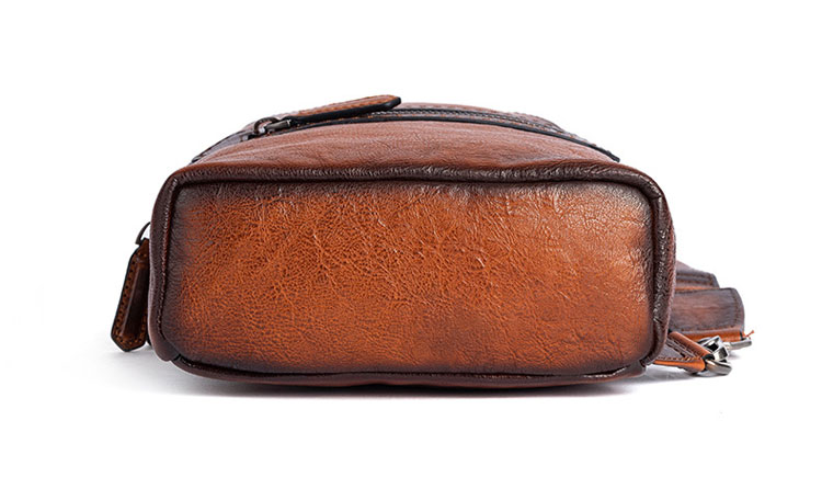 Whatnaアンティーク風合い鞣し天 然牛 革 斜めがけ ボディバッグ ワンショルダー メンズ 左右付け替え可能 本革 厚手  レザー12039-4