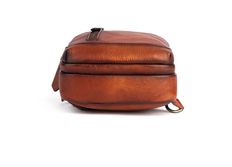 Whatna アンティーク風合い鞣し天 然牛 革 斜めがけ ボディバッグ ワンショルダー メンズ 左右付け替え可能 本革 厚手 レザー13318-4