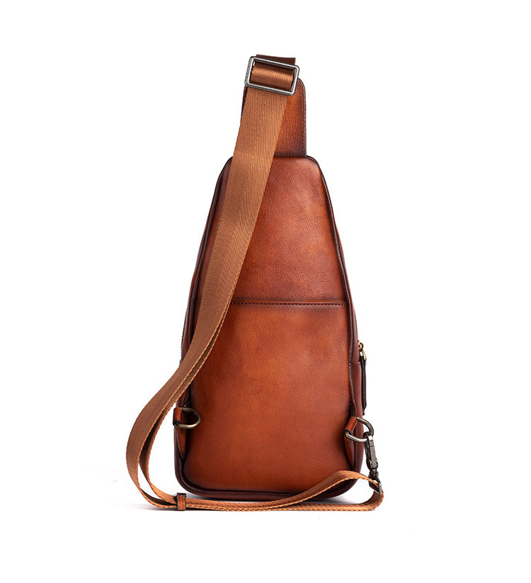 Whatna アンティーク風合い鞣し天 然牛 革 斜めがけ ボディバッグ ワンショルダー メンズ 左右付け替え可能 本革 厚手 レザー13318-2