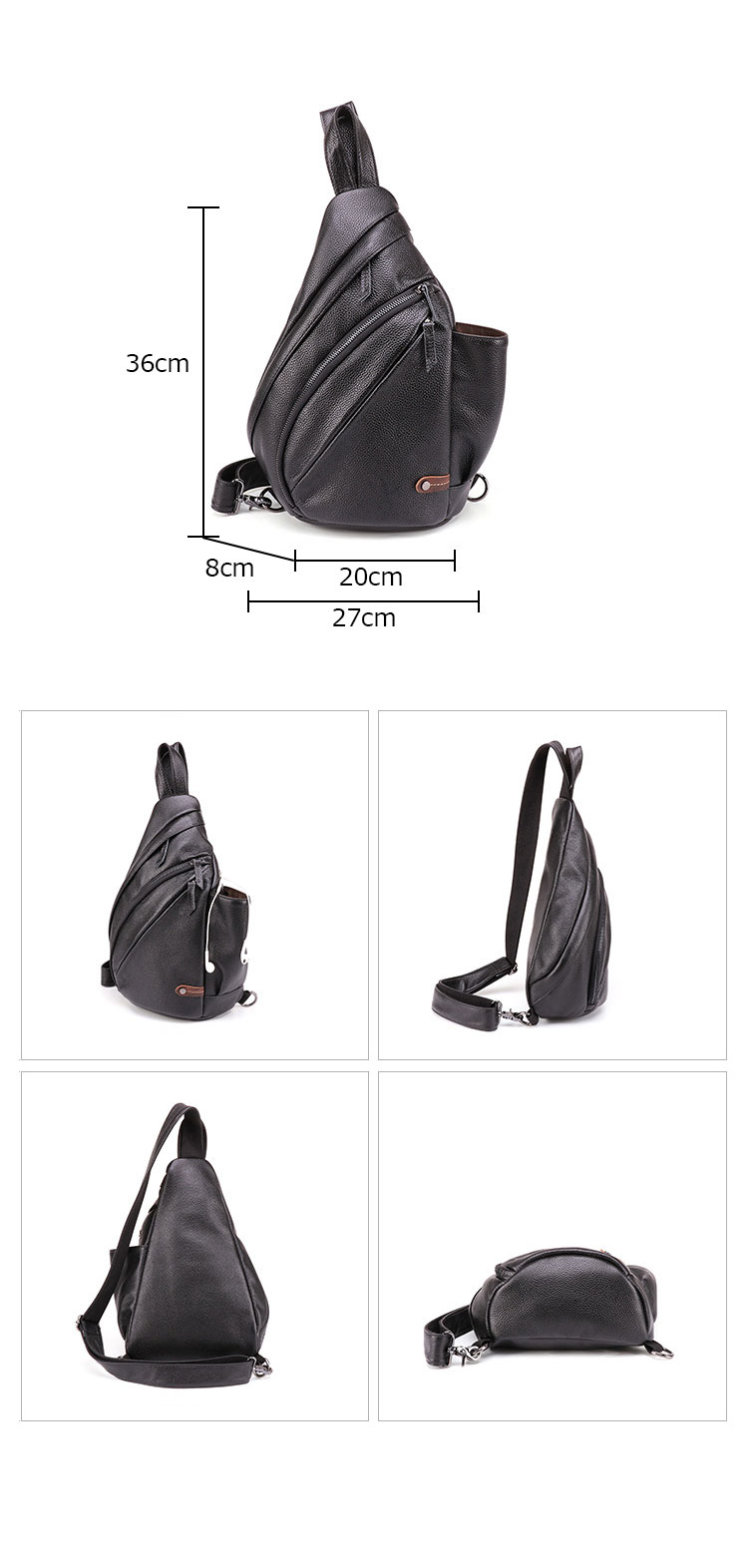 Whatna 天然 牛革 斜めがけ ボディバッグ ワンショルダー メンズ 本革 厚手 レザーイヤホン穴付6410-1