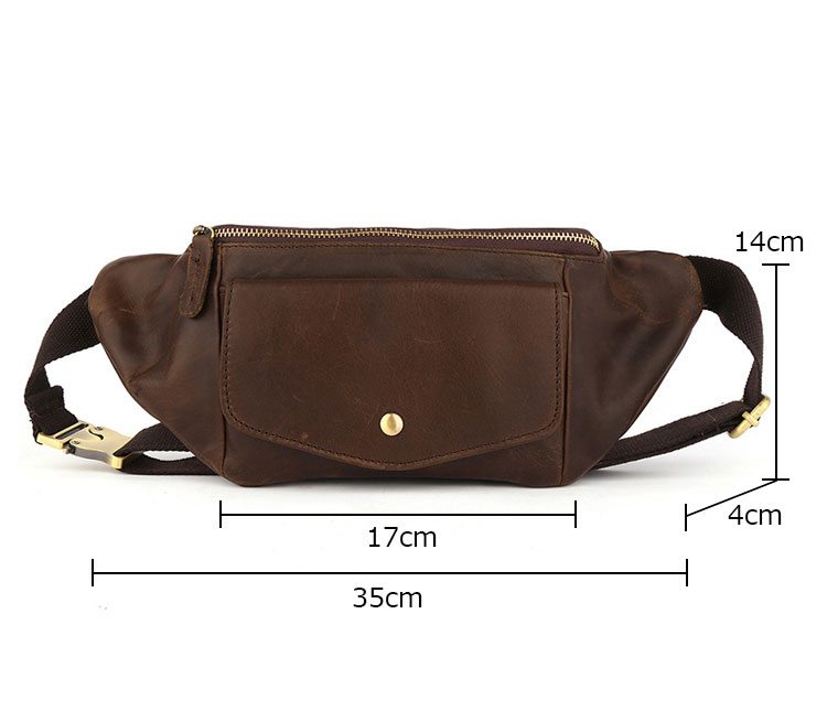 Whatna 天然 牛革 ウエストポーチ ウエストバッグ メンズ ミニショルダーバッグ 手作業で作 男女兼用 本革 斜めがけ ボディバッグ ワンショルダー 軽量 ブラウン 6363-1