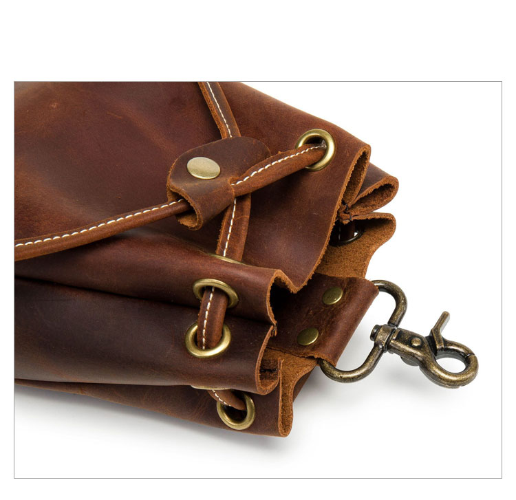 Whatna 天然 厚手 牛革 小銭入れ コインケース メンズ レディース カラビナ付き 本革 財布 巾着袋  ミニジュエリーボック イヤホン収納ケース 本 革 防 水 Q007-8