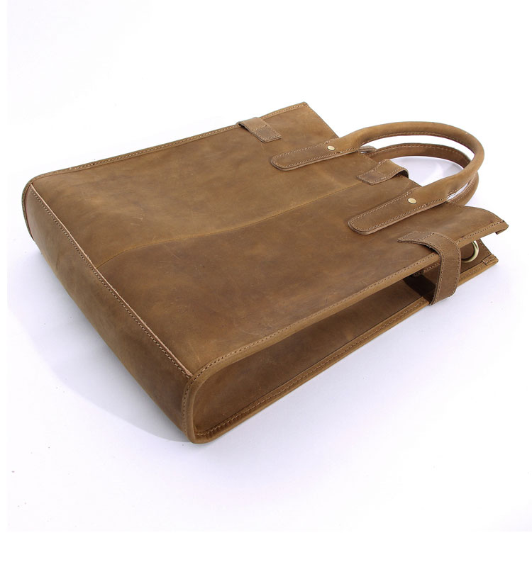 Whatna 天然 牛革 ビジネスバッグ メンズ 手提げバッグ 厚手 レザー 本 革 A4 14インチpc収納可大容量 旅行 出張用 通勤 通学 就活 面接 バッグ かばん 男性用 ブラウン 3203-4