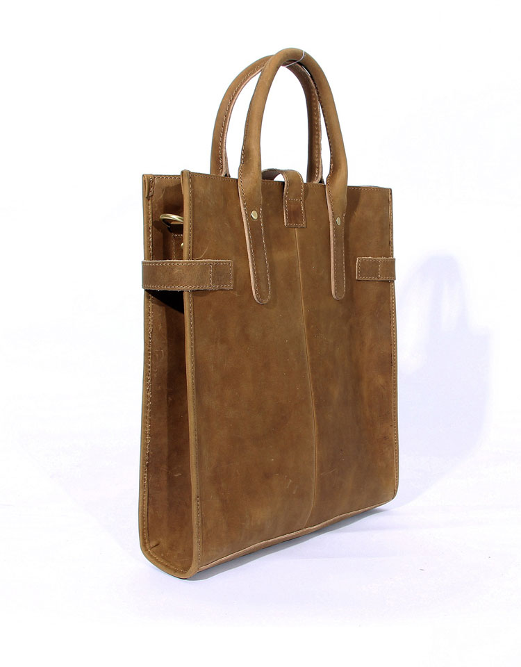 Whatna 天然 牛革 ビジネスバッグ メンズ 手提げバッグ 厚手 レザー 本 革 A4 14インチpc収納可大容量 旅行 出張用 通勤 通学 就活 面接 バッグ かばん 男性用 ブラウン 3203-2